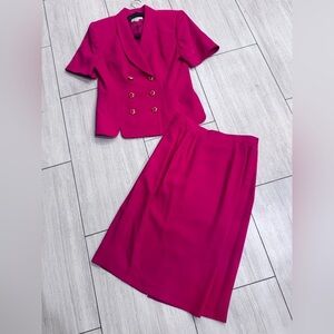 Vintage Preston & York Vibrant Pink or fushia Double-Breasted Blazer size 8